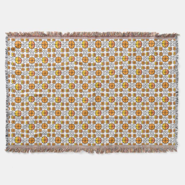 Traditional Latvian SUN sign geometric pattern V Throw Blanket (Front)
