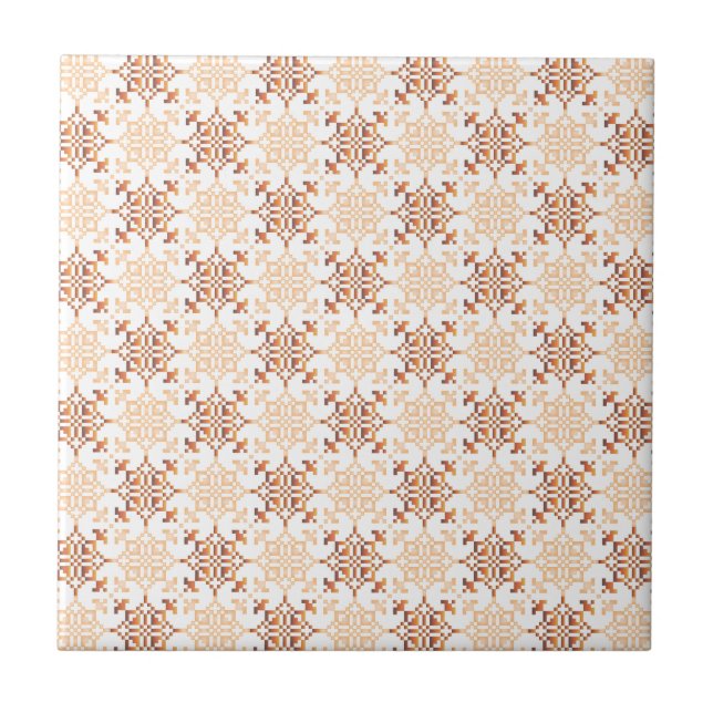 Traditional Latvian SUN sign geometric pattern VII Tile (Front)