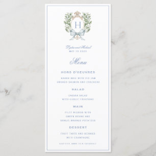 Traditional Leaf Crest Monogram 4 Course Wedding  Menu