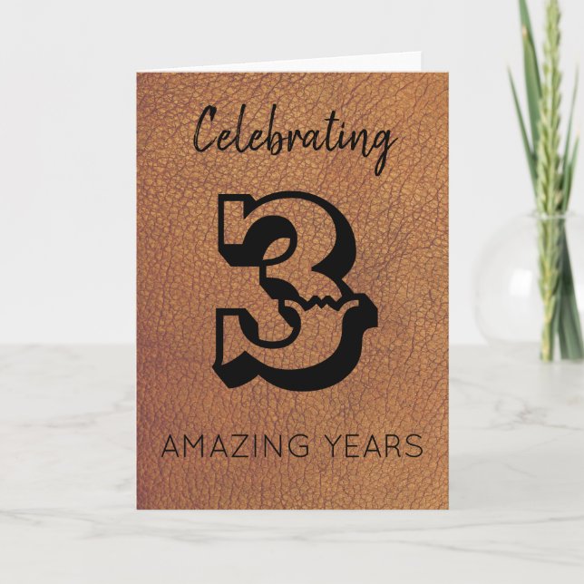 Traditional Leather 3rd Anniversary Card (Front)