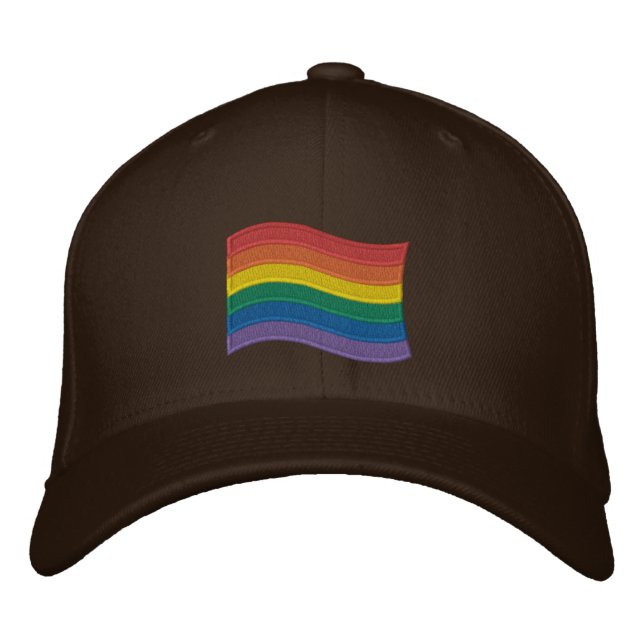 Traditional LGBTQ+ Pride Flag Embroidered Baseball Embroidered Hat (Front)