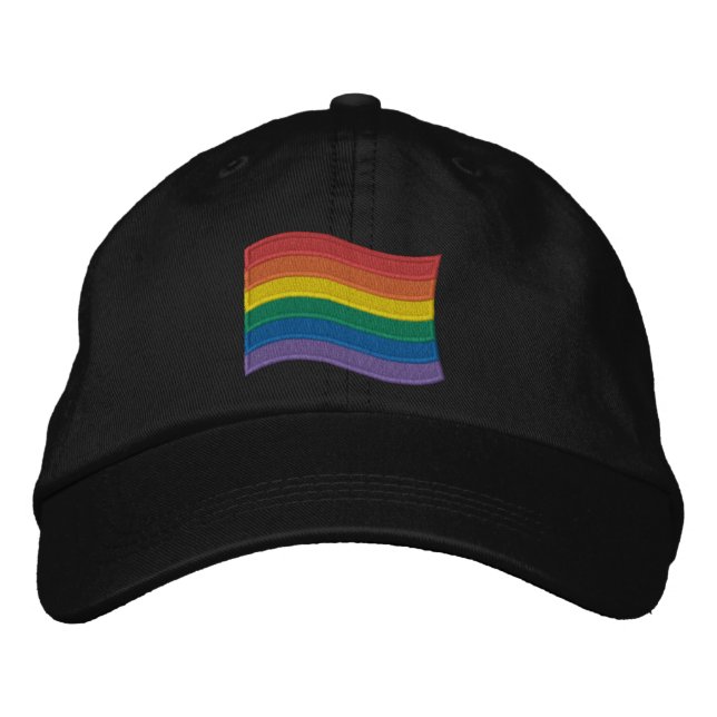 Traditional LGBTQ+ Pride Flag Embroidered Baseball Embroidered Hat (Front)