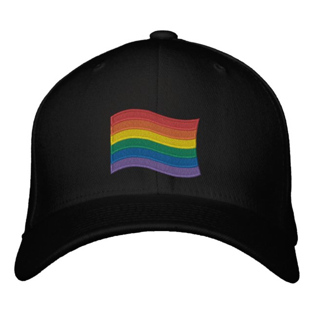 Traditional LGBTQ+ Pride Flag Embroidered Baseball Embroidered Hat (Front)