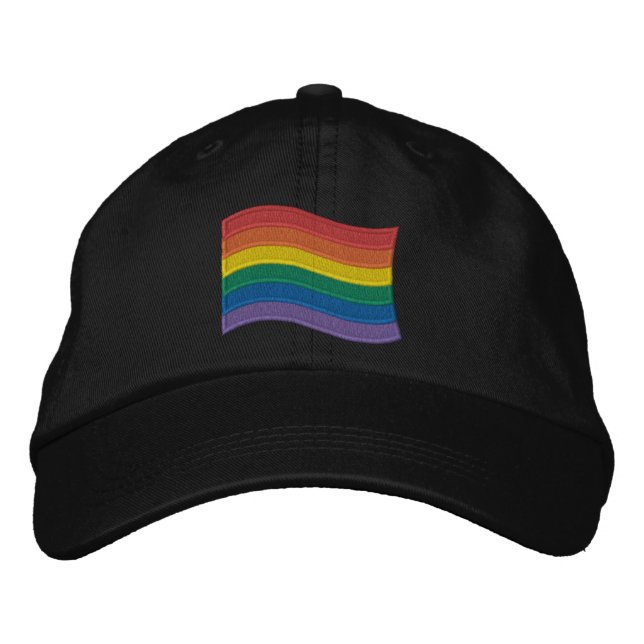 Traditional LGBTQ+ Pride Flag Embroidered Baseball Embroidered Hat (Front)