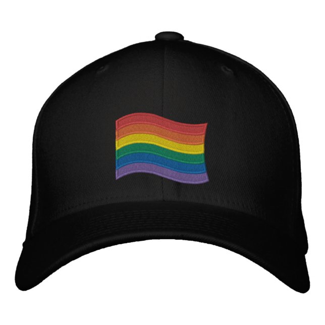 Traditional LGBTQ+ Pride Flag Embroidered Baseball Hat (Front)