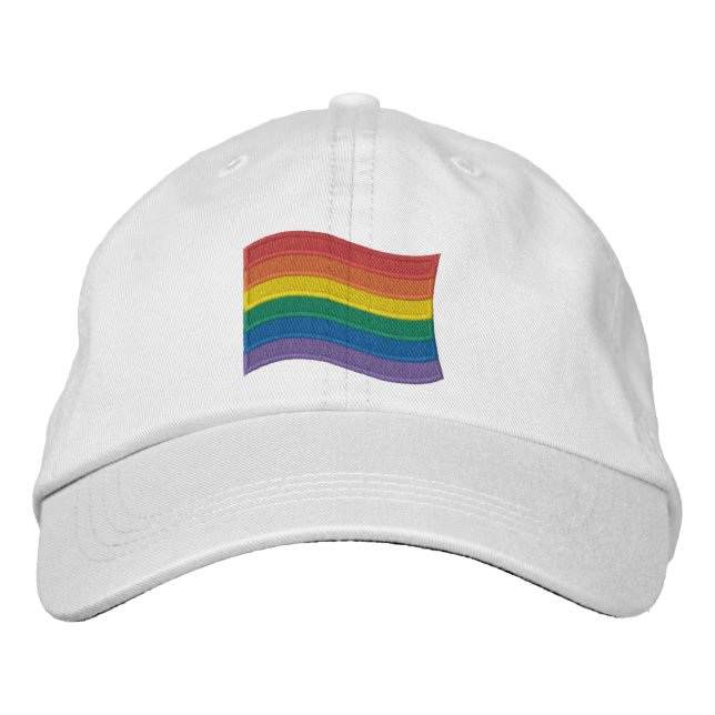Traditional LGBTQ+ Pride Flag Embroidered Baseball Hat (Front)