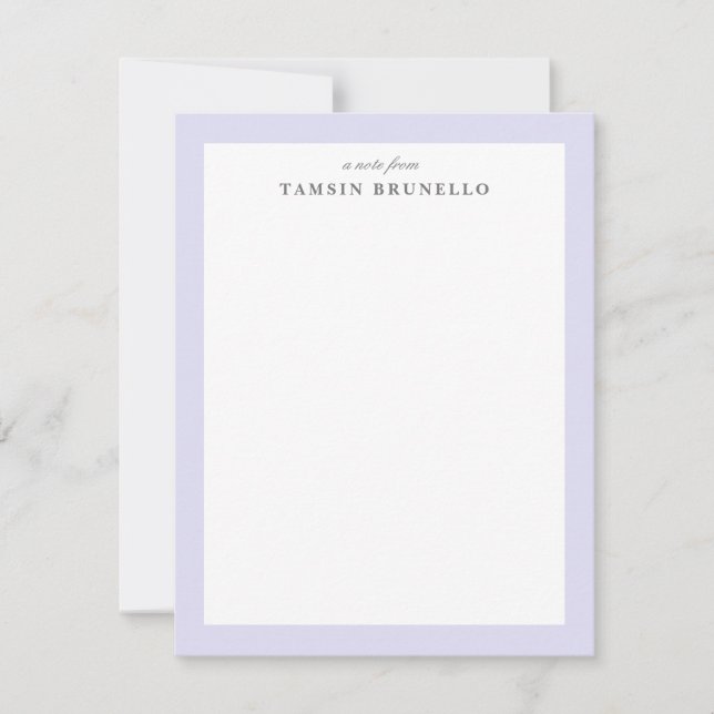 Traditional Lilac and White Personal Stationery Invitation (Front)