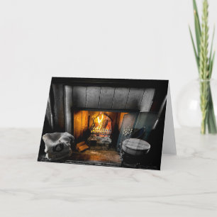 Traditional Log Fire Card