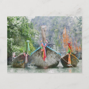 Traditional Long Boat in Thailand Postcard