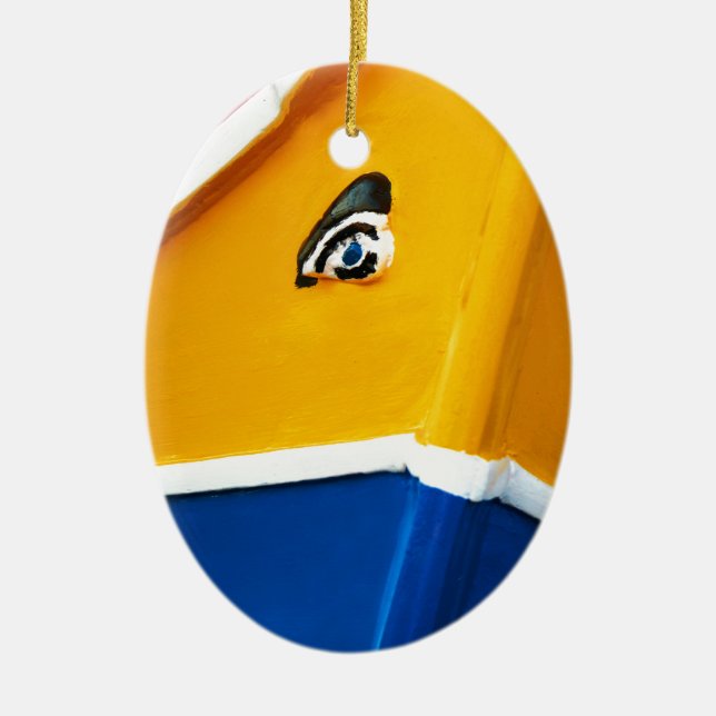 Traditional Maltese Boat Luzzu Ceramic Tree Decoration (Front)