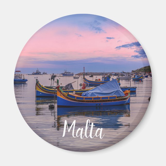 Traditional Maltese boats in Marsaxlokk Magnet (Front)