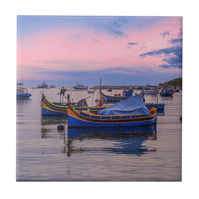 Traditional Maltese boats in Marsaxlokk Tile (Front)