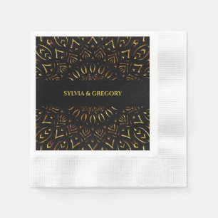 Traditional mandala art deco elegant luxury gold napkin