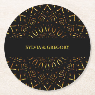 Traditional mandala classic elegant luxury Art dec Round Paper Coaster