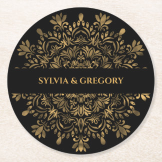 Traditional mandala classic elegant luxury Art dec Round Paper Coaster