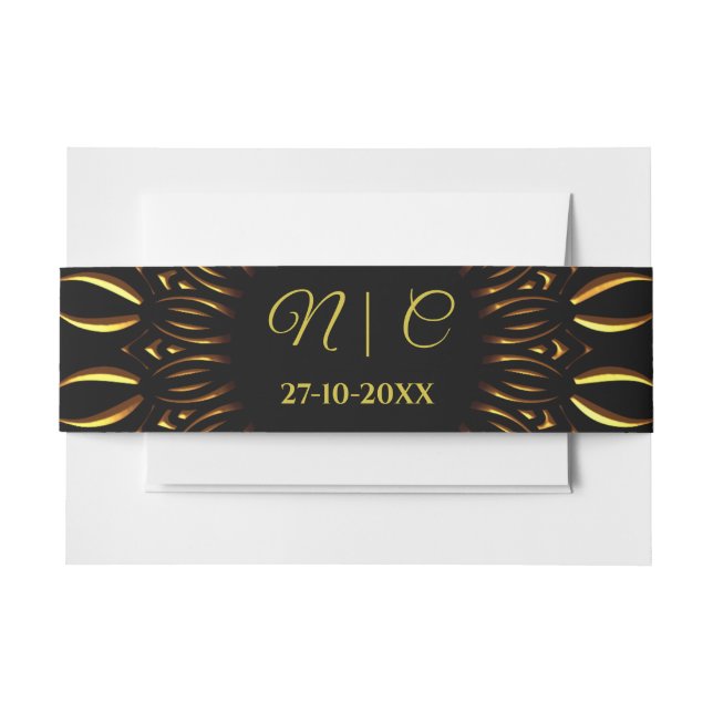 Traditional mandala classic elegant luxury wedding invitation belly band (Front Example)