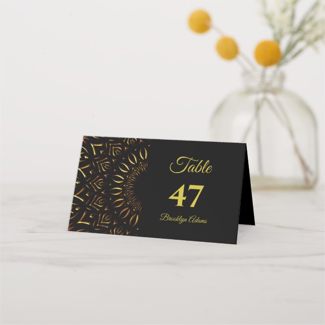 Traditional mandala classic elegant luxury wedding place card (Front)