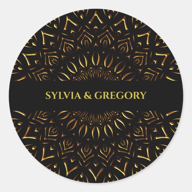 Traditional mandala classic elegant luxury wedding round sticker (Front)