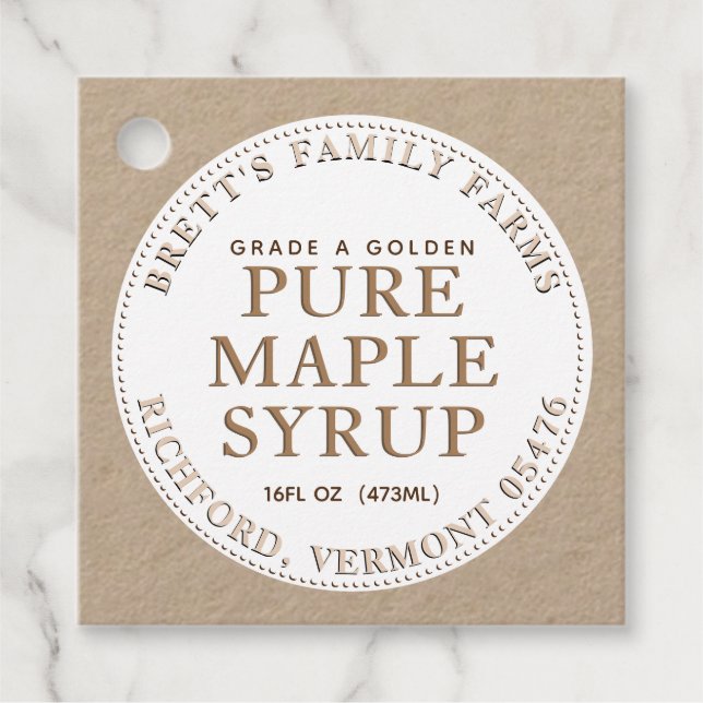 Traditional Maple Syrup Label Tag Kraft (Front)