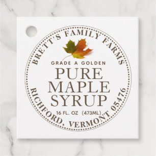 Traditional Maple Syrup Label with Colourful Leaf