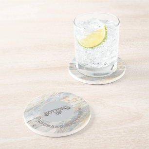 Traditional Marble Look "BOTTOM'S UP" Coaster