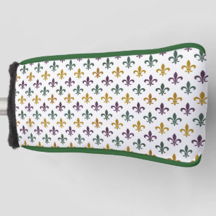 Traditional Mari Gras colored Fleur de Lis pattern Golf Head Cover