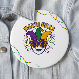 Traditional Mari Gras colored mask 6 Cm Round Badge