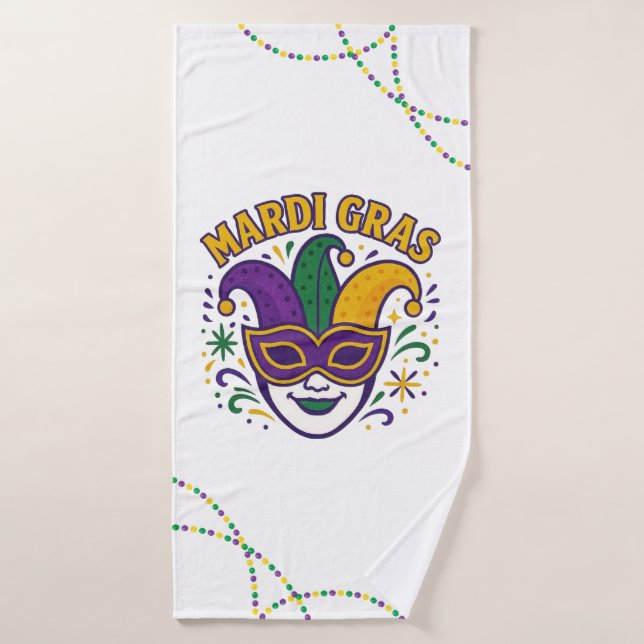 Traditional Mari Gras colored mask Bath Towel (Bath Towel)