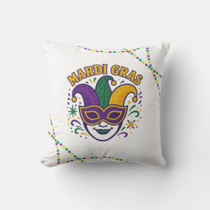 Traditional Mari Gras colored mask Cushion