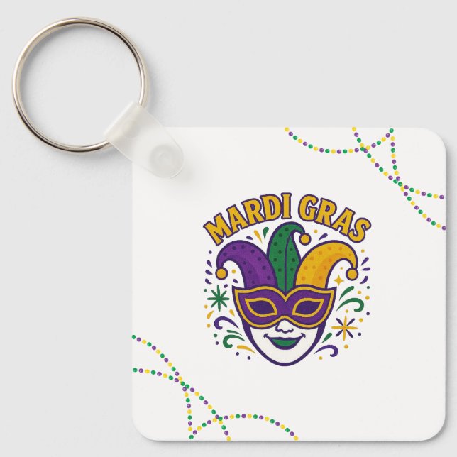 Traditional Mari Gras colored mask Key Ring (Front)