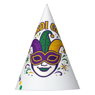 Traditional Mari Gras colored mask Party Hat