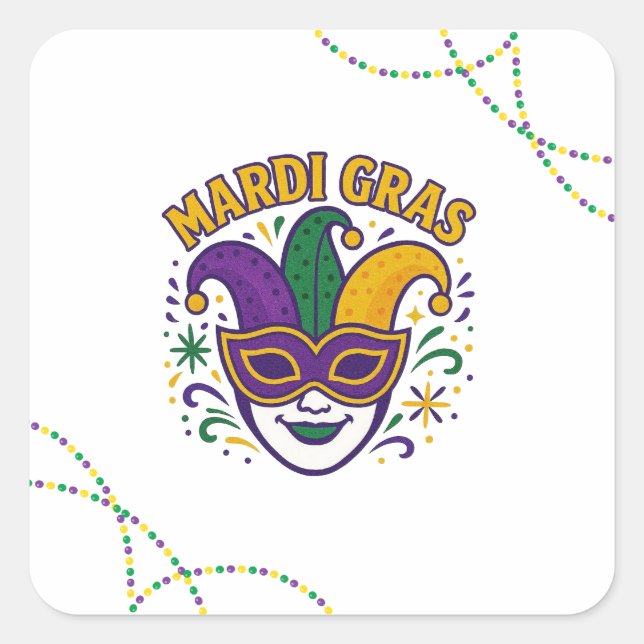 Traditional Mari Gras colored mask Square Sticker (Front)
