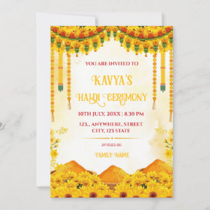 Traditional Marigold Floral Haldi Ceremony Invite