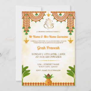 Traditional Marigold & Kalash Housewarming Invite