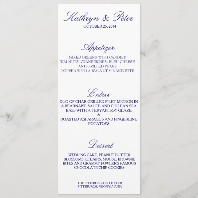 Traditional Marine Menu Card (Front)