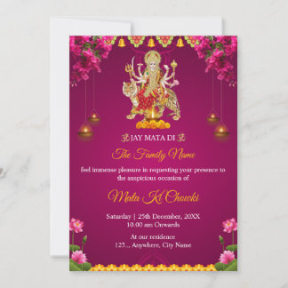 Traditional Mata Ki Chowki Invitation Card