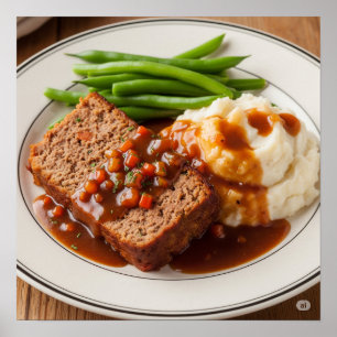 Traditional Meatloaf Dinner Design Poster