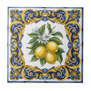 Traditional Mediterranean Majolica Lemon Tile