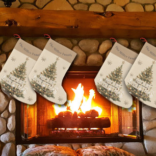 Traditional Merry Christmas Antique Gold Custom Small Christmas Stocking