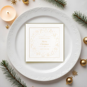 Traditional Merry Christmas Foil Napkins