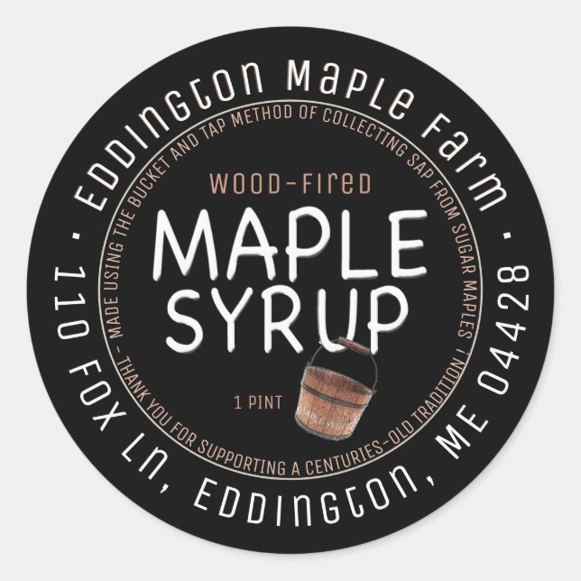 Traditional Method Bucket and Tap Maple Syrup  Cla Classic Round Sticker (Front)