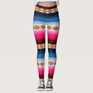 Traditional Mexican Blanket Striped Leggings