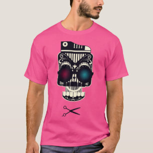 Traditional Mexican Cool Barber Skull With Duo Ton T-Shirt