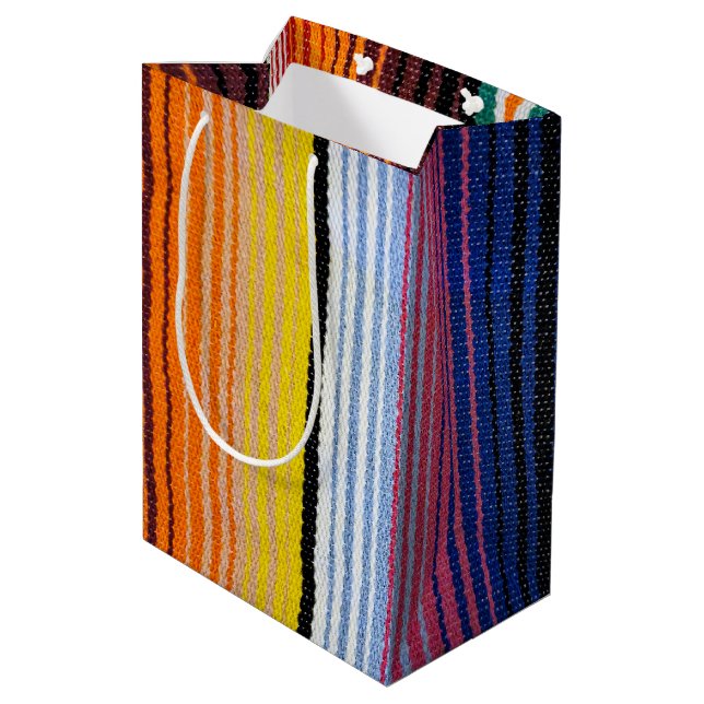 Traditional Mexican Fiesta Stripes Medium Gift Bag (Back Angled)