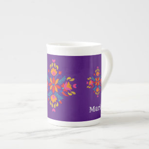 Traditional Mexican Flower Motif Coffee Mug