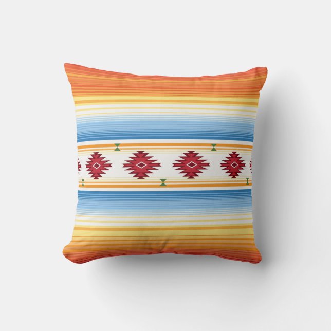 Traditional Mexican Serape Blanket Pattern Cushion (Front)