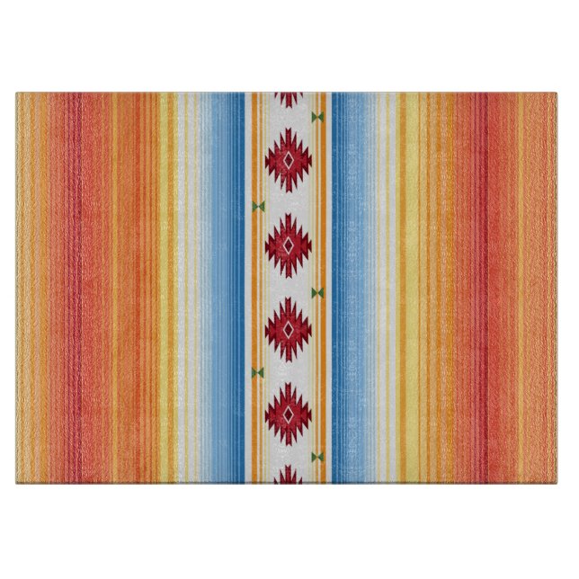 Traditional Mexican Serape Blanket Pattern Cutting Board (Front)