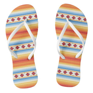 Traditional Mexican Serape Blanket Pattern Flip Flops