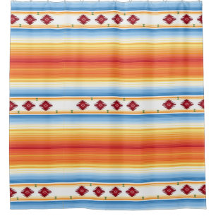 Traditional Mexican Serape Blanket Shower Curtain