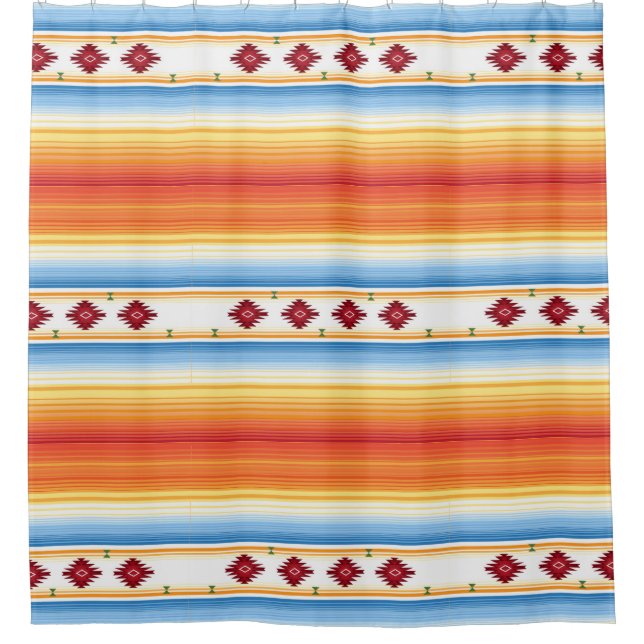 Traditional Mexican Serape Blanket Shower Curtain (Front)